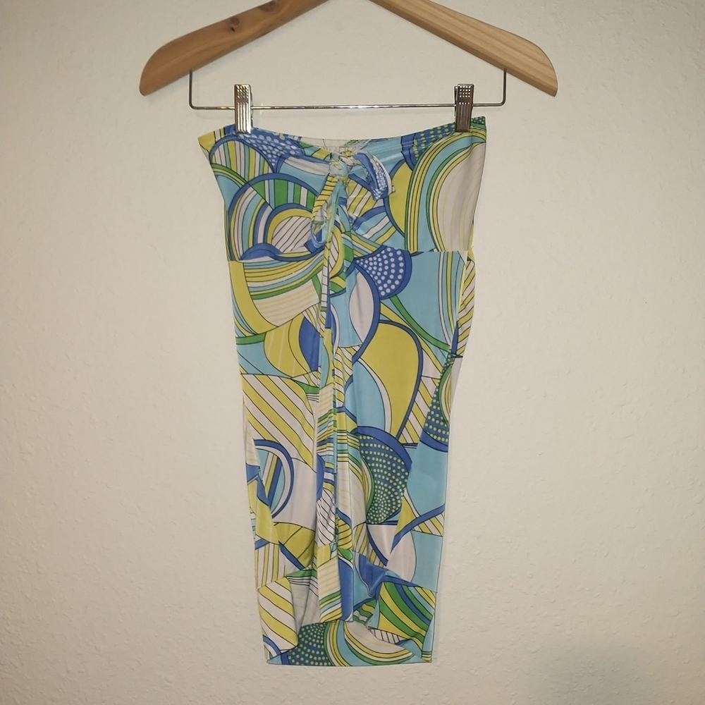 Y2K Vintage Retro Colorful Geometric Print Women's Halter Tube Top XS